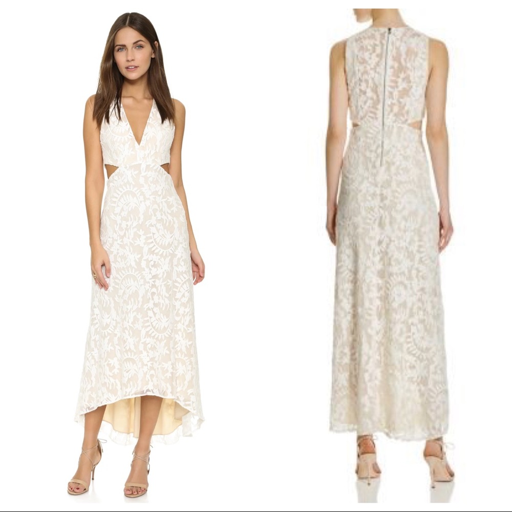 Alice + Olivia “Juelia” High-Low Lace Cutout Dress